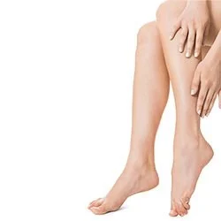 womans legs against white background