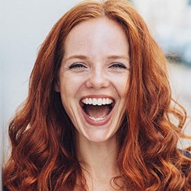 close up of woman laughing